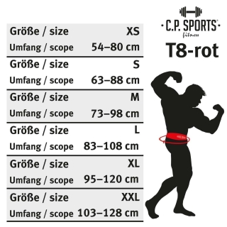 Powerlifting-Gürtel - rot XS = 55 - 75 cm