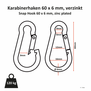 Karabinerhaken 60mm x 6mm