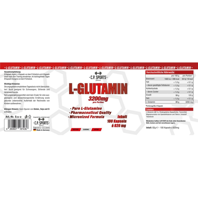 L-Glutamin - 100 Kapseln