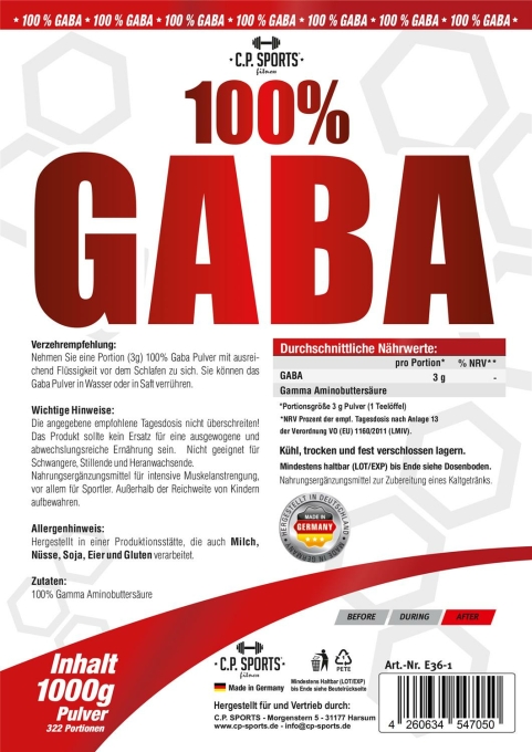 100% GABA Gamma Aminobuttersäure - 1000g