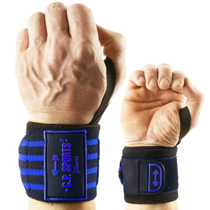Strongman-Handgelenkbandagen 50cm blau