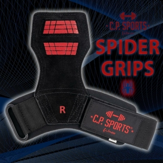 C.P.SPORTS SPIDER GRIPS – Pro Zughilfen / Power Straps mit Handgelenk Bandagen & Gelpolster