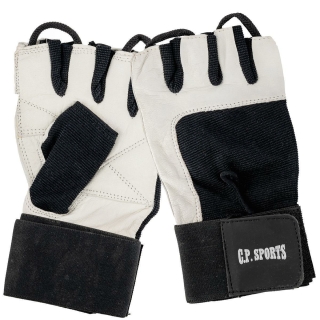 Sport und Fitness Handschuh Leder schwarz-weiß M