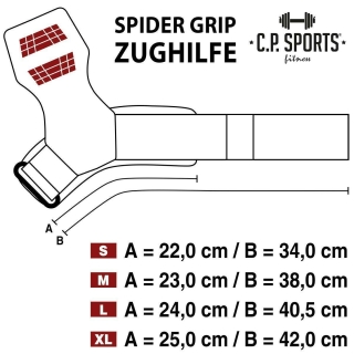 C.P.SPORTS SPIDER GRIPS – Pro Zughilfen / Power Straps mit Handgelenk Bandagen & Gelpolster | Größe S