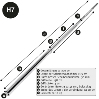 Langhantelstange 220cm - Ø30mm