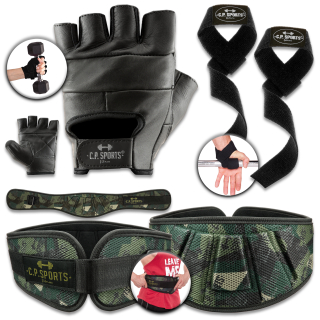 Trainings-Handschuh Leder - Gewichthebergürtel + Zughilfe