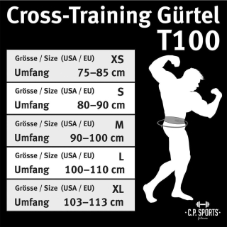 Cross-Training Gürtel - schwarz XS = 75 - 85 cm